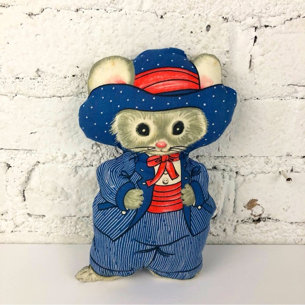 Vintage Country Mouse Stuffed Animal Pillow